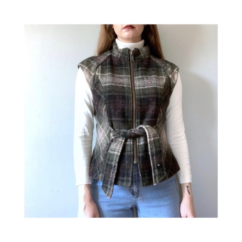 CAbi Plaid Vest - Brown and Gray